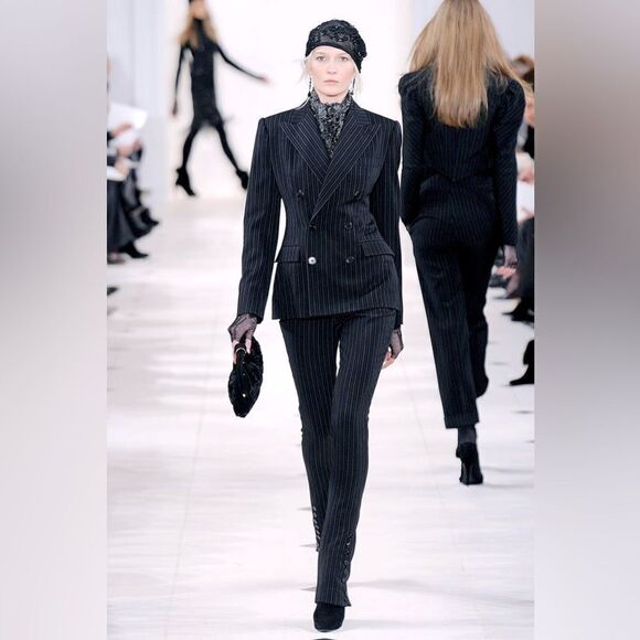 Ralph Lauren Fall 2010 Collection Black Multi Stripe Wool Spat Hem Trouser - Picture 17 of 17